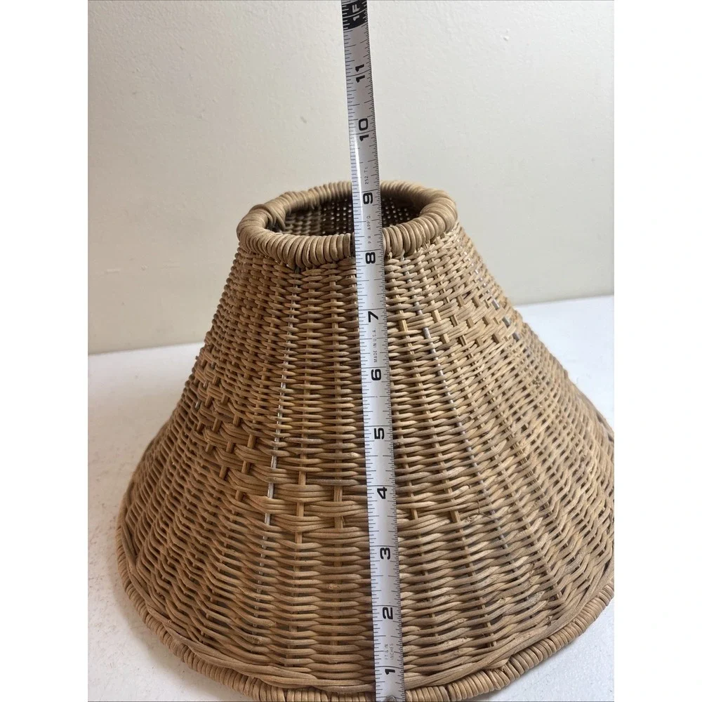 Woven Wicker Lamp Shade Handmade In‎ Africa Boho-Chic Country Cottage 8